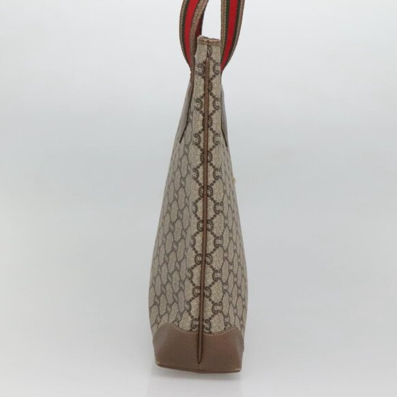 GUCCI GG Plus Supreme Web Sherry Line Tote Bag PVC Beige Red Auth bs26416 - Picture 4 of 16